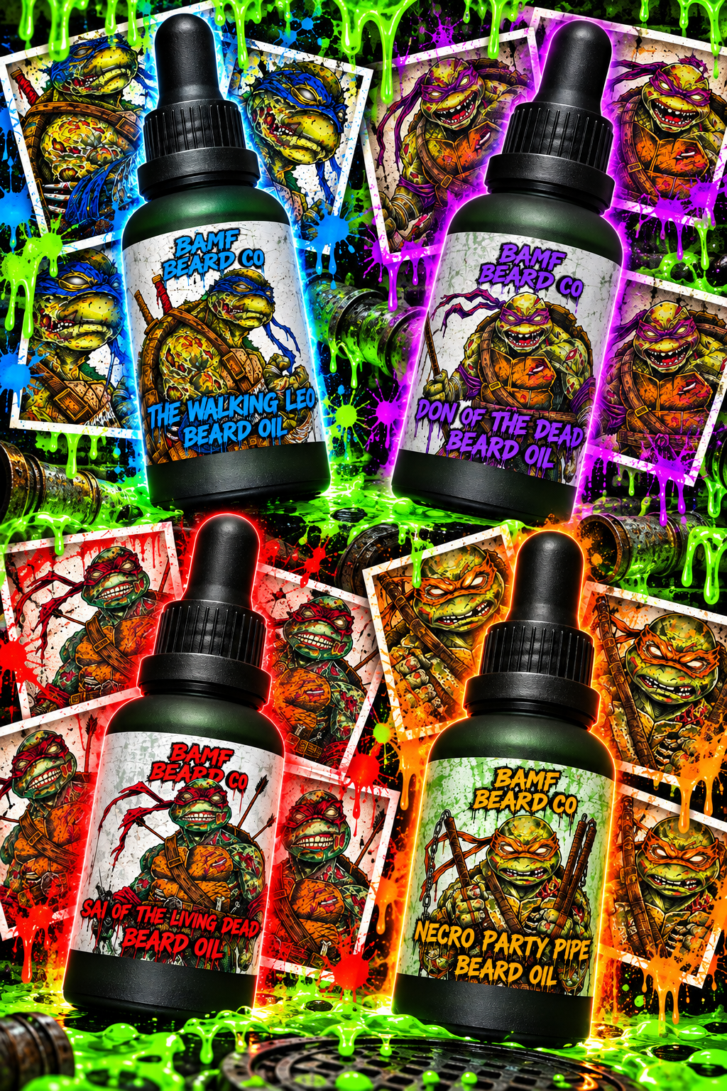 ZOMBIE NINJA 4 PACK WITH FREE SATURDAY MORNING CARTOONS BOTTLE